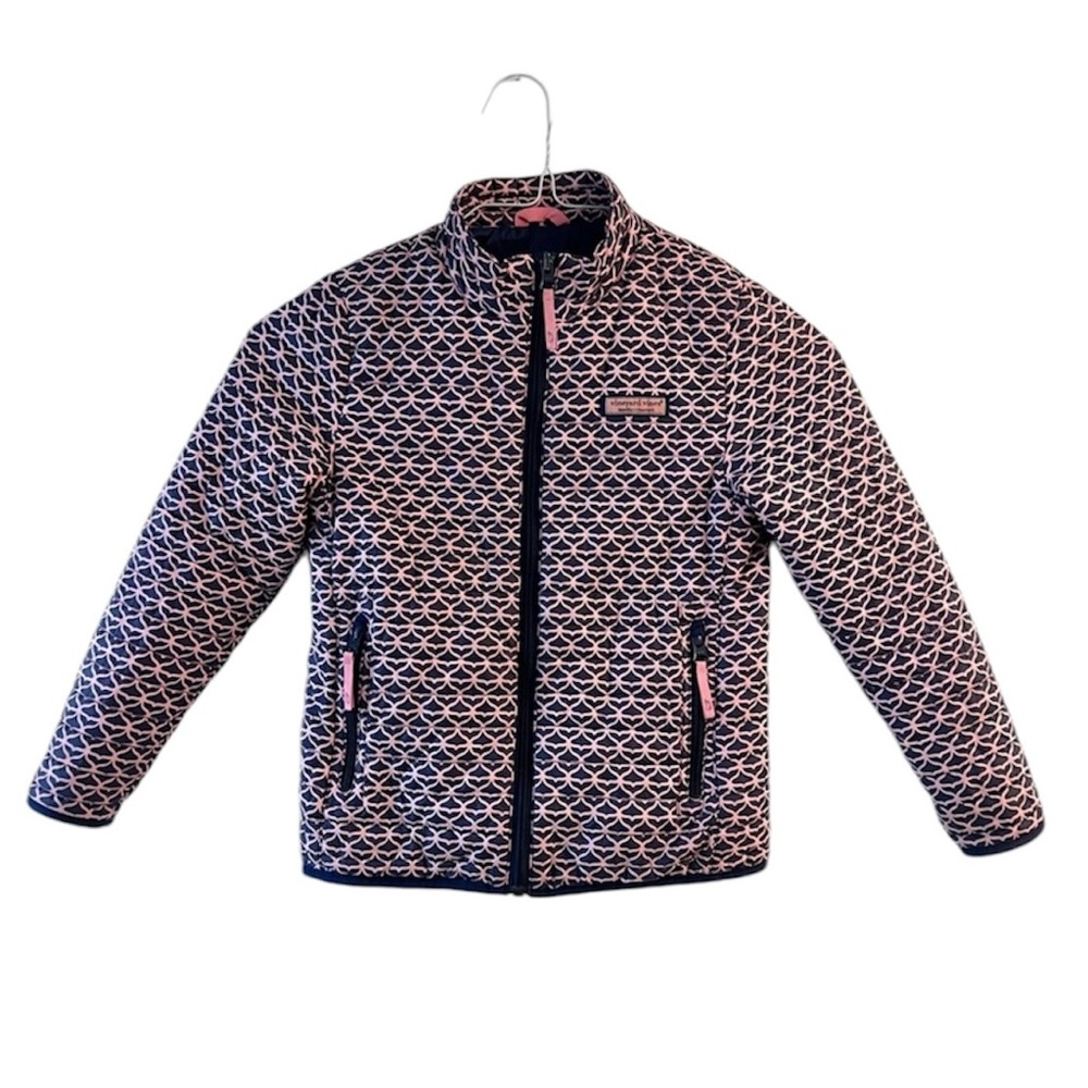Vineyard Vines Youth Girls Puffy Jacket Size Small, Blue and Pink